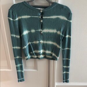 Teal tie dye Women's cropped cardigan